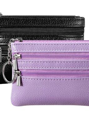 2 Pack Coin Purse Pouch Change Card Holder Wallet with Keychain for Women and Me